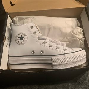 Clean leather high top converse